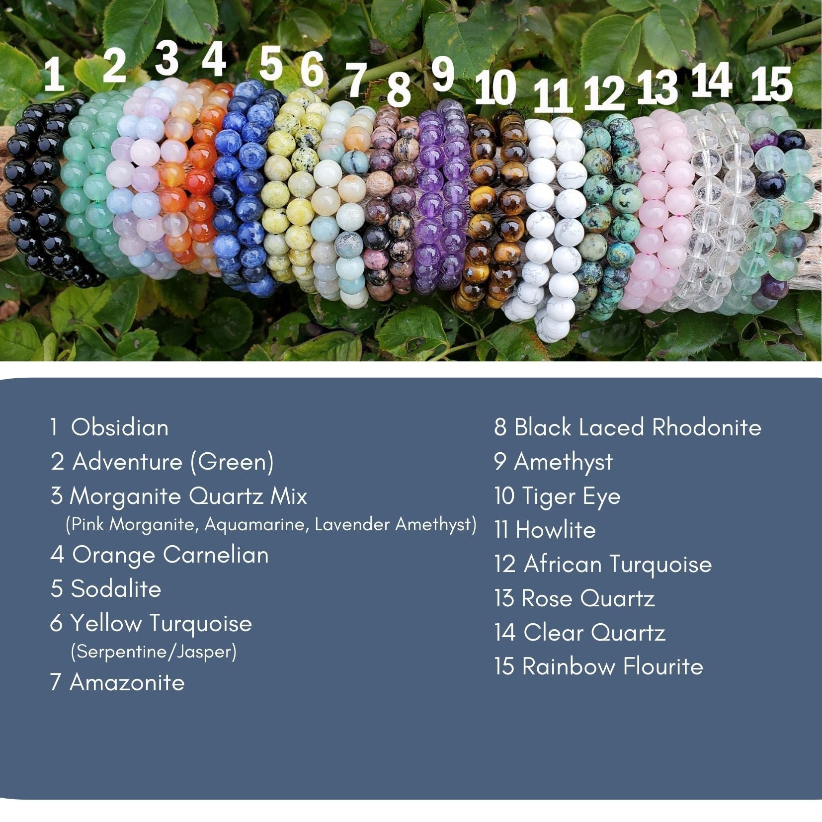 8mm Crystal Beaded Spiritual Bracelets in 20 Gemstones / Healing Bracelets  / Protection Bracelets / Amethyst, Tigers Eyes, Rose Quartz 